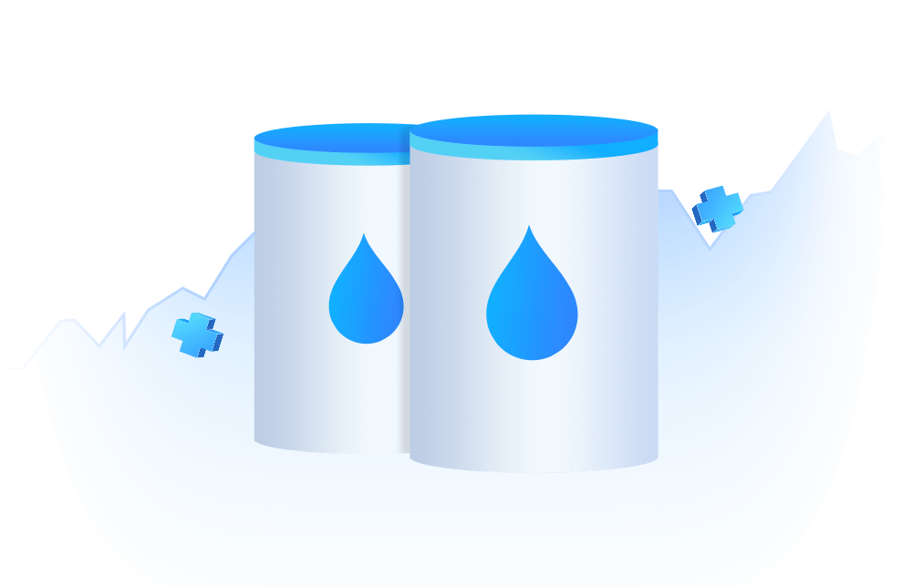 An illustration of oil barrels. An illustration of oil barrels.