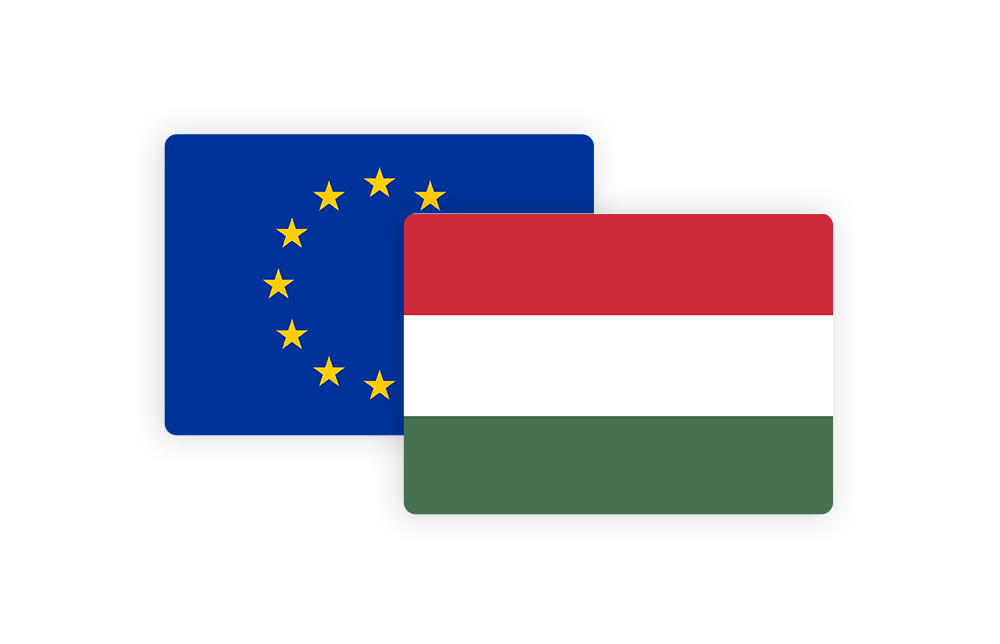 An illustration of the European and Hungarian flags An illustration of the European and Hungarian flags
