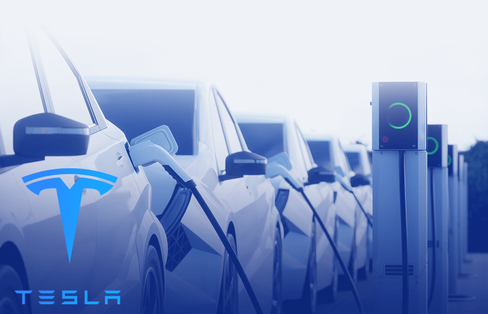 Tesla EVs getting charged Tesla EVs getting charged