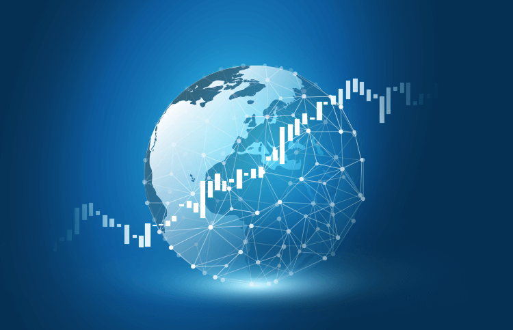 Globe with trending graph. Globe with trending graph.