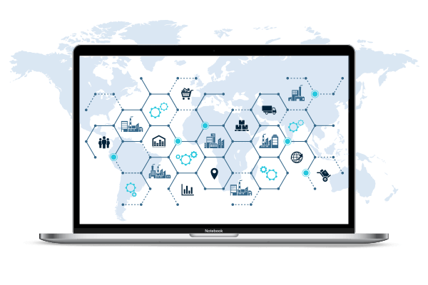 Grid with icons for corporate finances, economics, politics and performance. Grid with icons for corporate finances, economics, politics and performance.