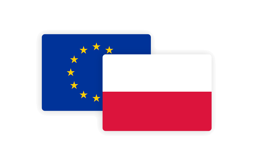 An illustration of the European Union and Polish flags An illustration of the European Union and Polish flags