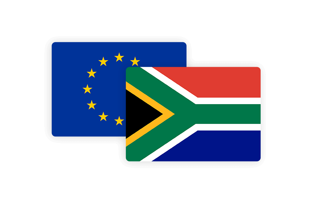 An illustration of the European Union and South African flags An illustration of the European Union and South African flags