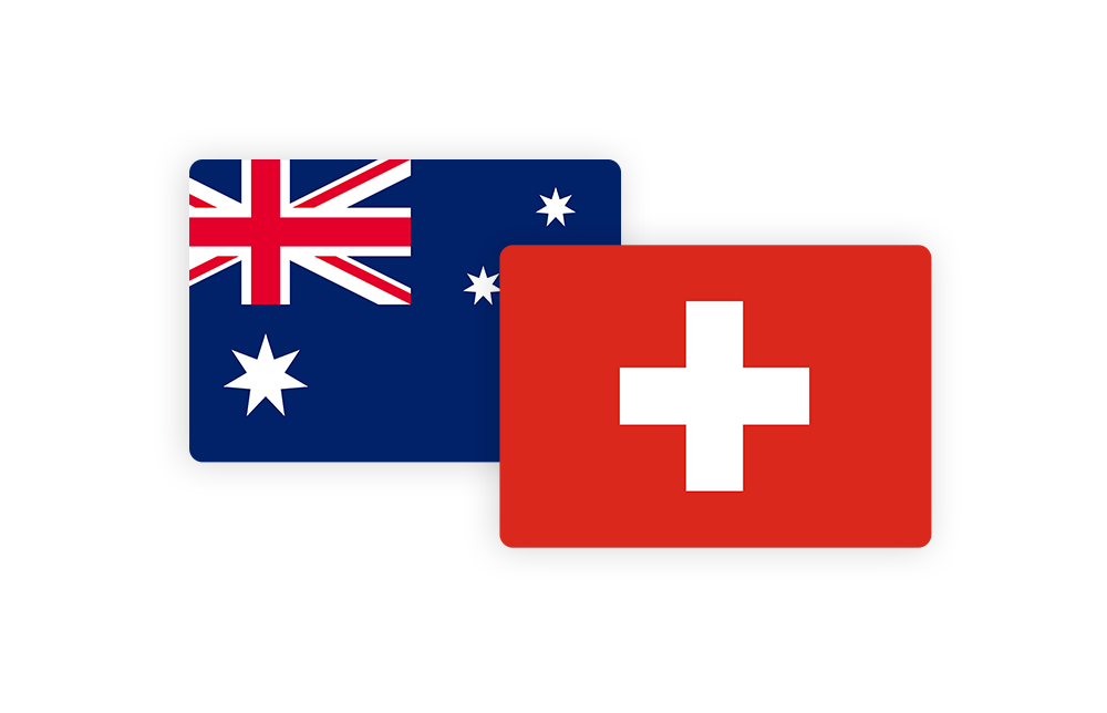 alt: an illustration of the Australian and the Swiss flags.