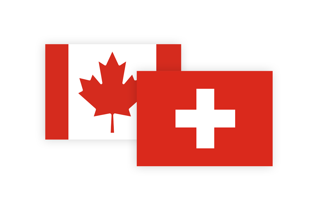 An illustration of the Canadian and Switzerland flags. An illustration of the Canadian and Switzerland flags.