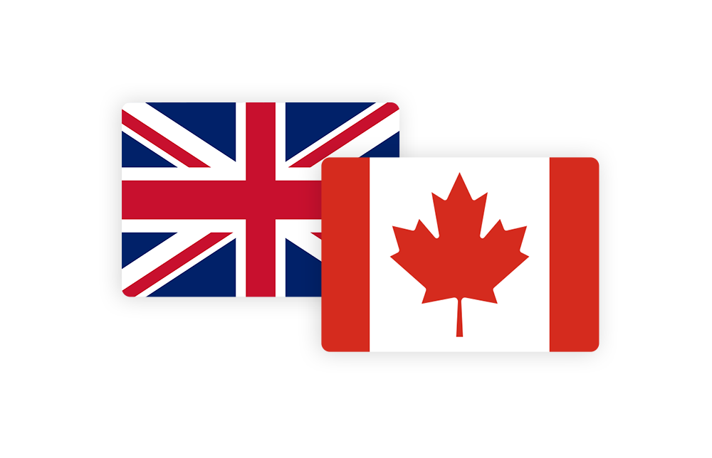 An illustration of the British and Canadian flags