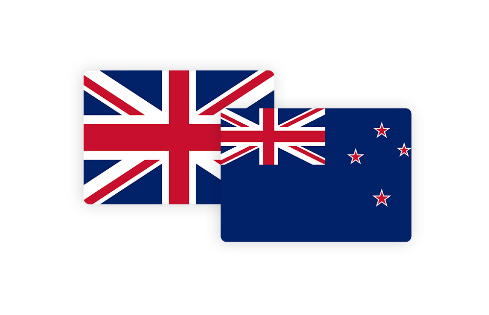 An illustration of the flags of New Zealand and the UK