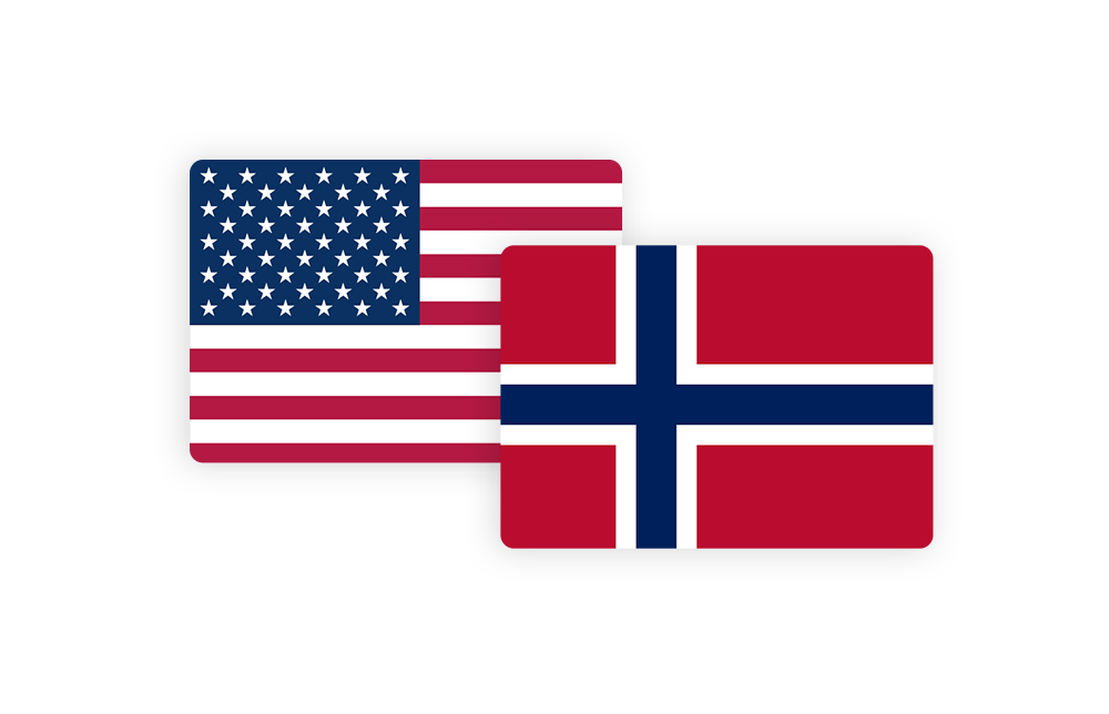 an illustration of the American and Norwegian flags
