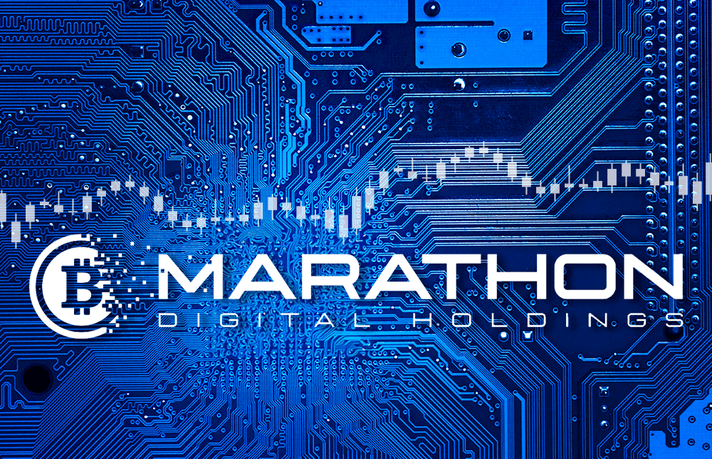 An illustration of a cryptocurrency concept with the Marathon digital holding logo. An illustration of a cryptocurrency concept with the Marathon digital holding logo.