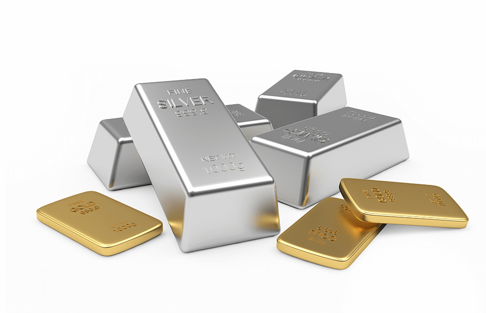 An illustration of gold and silver bars An illustration of gold and silver bars