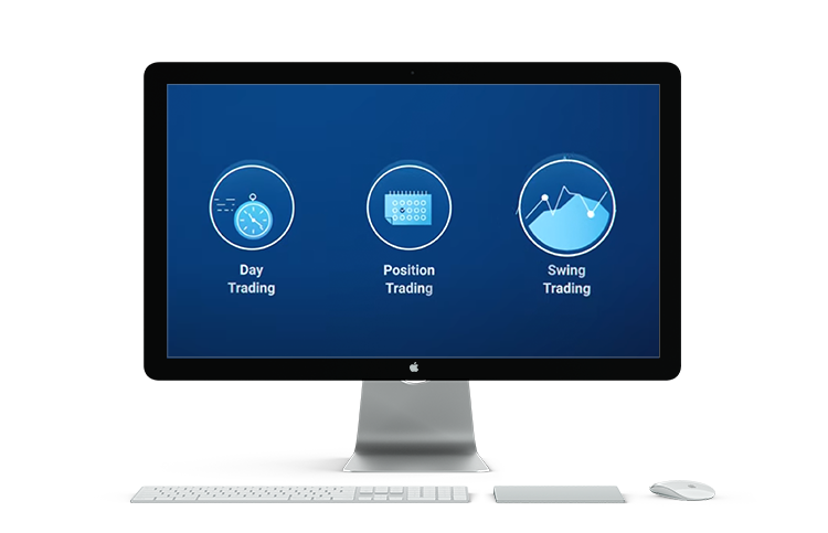 Image with share trading strategies icons. Image with share trading strategies icons.