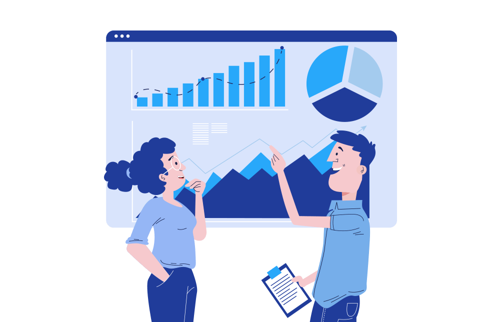 https://cdn.plus500.com/Media/ArticlesMain/trading_charts_explained.png. An illustration of two people examining a trading chart.