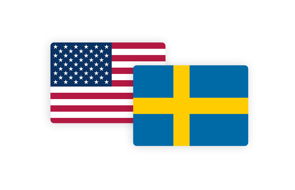 An illustration of the US and Swedish flags
