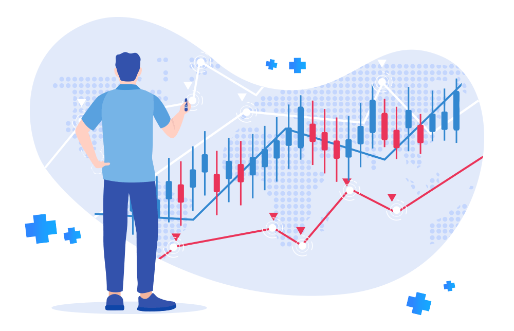 An image of a trader eye trading charts. An image of a trader eye trading charts